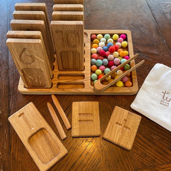 Child Gift Montessori Set of Reversible Trays With Numbers 1-20 ...