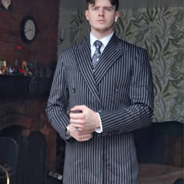 Hamptons Dress - Menswear Stripe Black