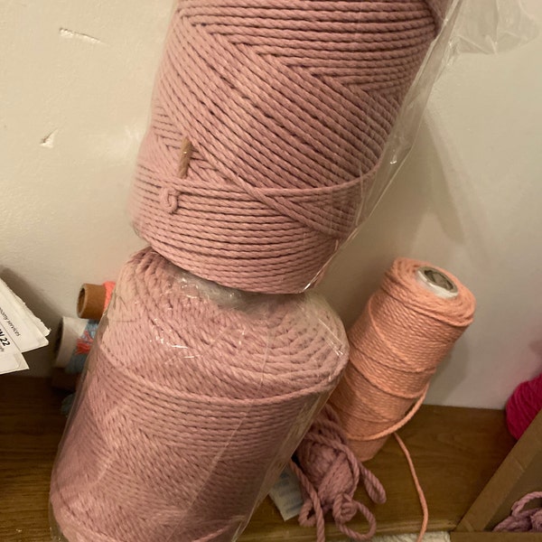 DUSTY PINK Macrame Cord 3mm Macrame Rope 260 M 3 Strand Twisted Cotton ...