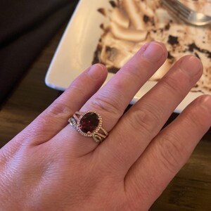 Garnet Engagement Ring 925 Sterling Silver Rose Gold Oval CZ