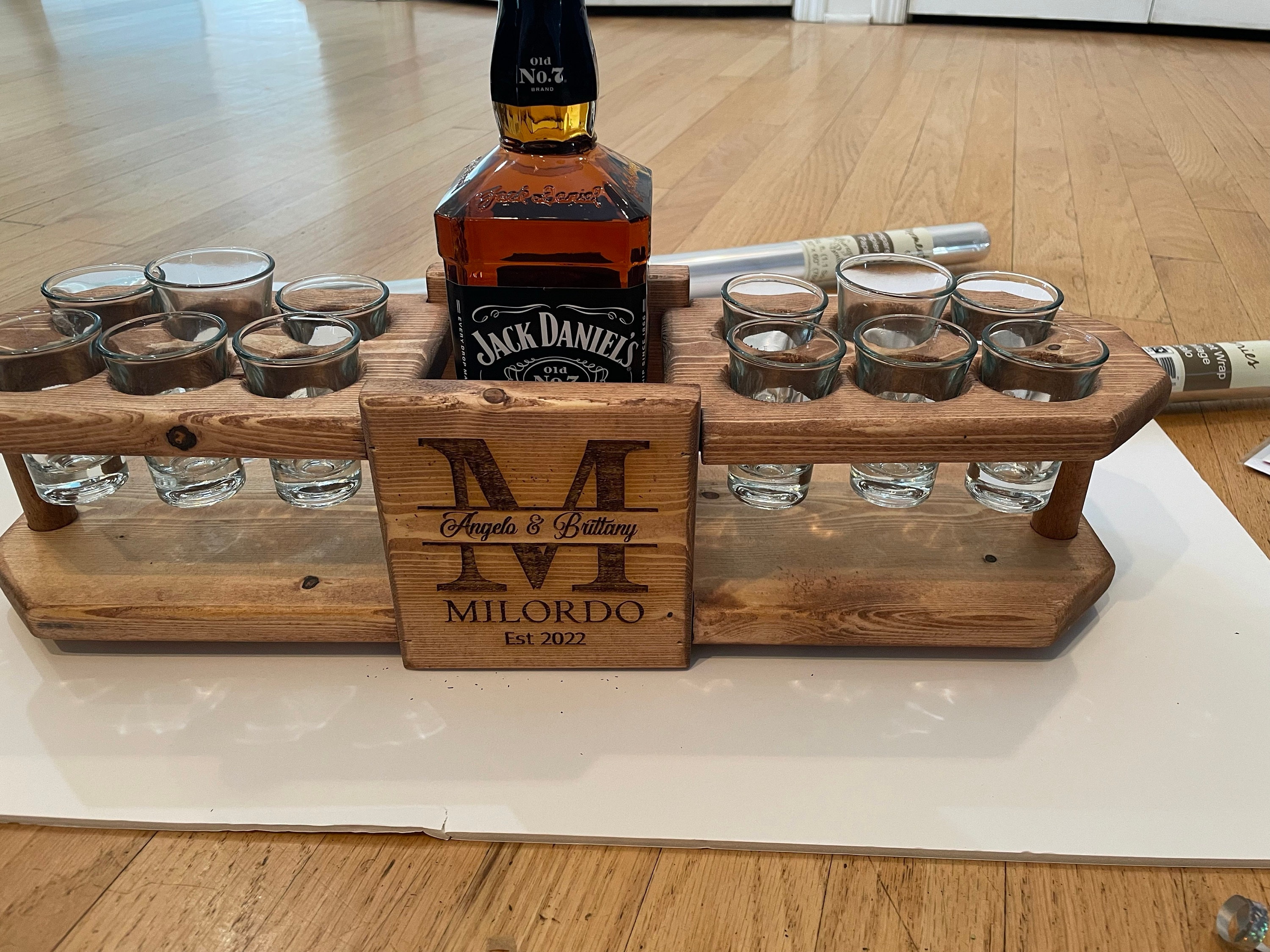 Personalized Engrave Tequila Shot Wooden Board, Housewarming Gift, New Home Gift, Wedding Gift, Engagement Gift, Bride Gift, Tequila Flight