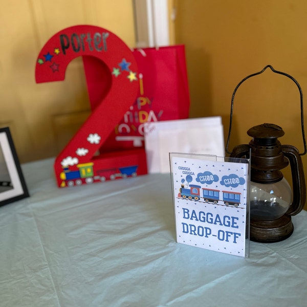 Train Birthday Party Table Signs Set Party Decor Pack Chugga Choo Choo ...