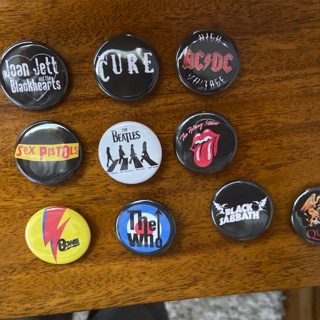 70s, 80's, 90's Rock Band Pins, Custom Badges, Alternative, Punk