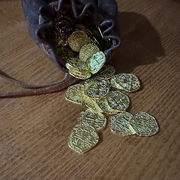 Metal Pirate Coins - 50 Gold Spanish Doubloon Replicas - Fantasy Metal ...