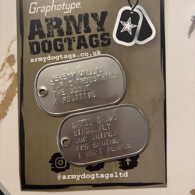 米軍実物60s US ARMY ドッグタグ 米軍】実物ドッグタグ（旧タイプ）2枚セット：チェーン付き