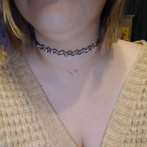 Day Collar Necklace for Her, S925 Sterling Silver Ring, Gold and Rose Gold, O Rings Choker Necklace, Discreet Sub Choker Collar Necklace,