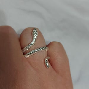 Lungo Anello In Argento Sterling Con Serpente Solido Timbrato 925 Fatto A Mano - Foto 7