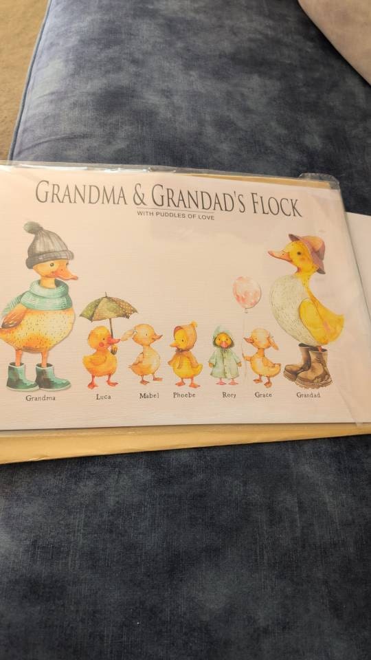 grandchildren print, personalised family print, gift for grandma, duck family print, gift for grandmother, nanny, grandparents, Mother's Day