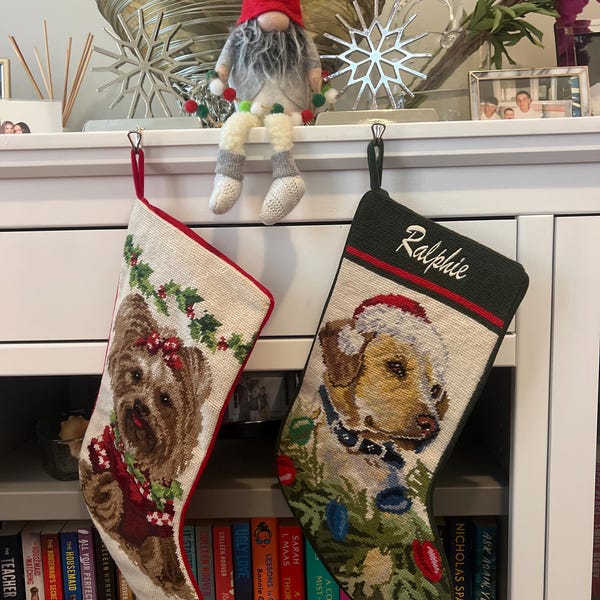 Yellow Lab Dog Stocking Personalized Needlepoint Christmas Stockings