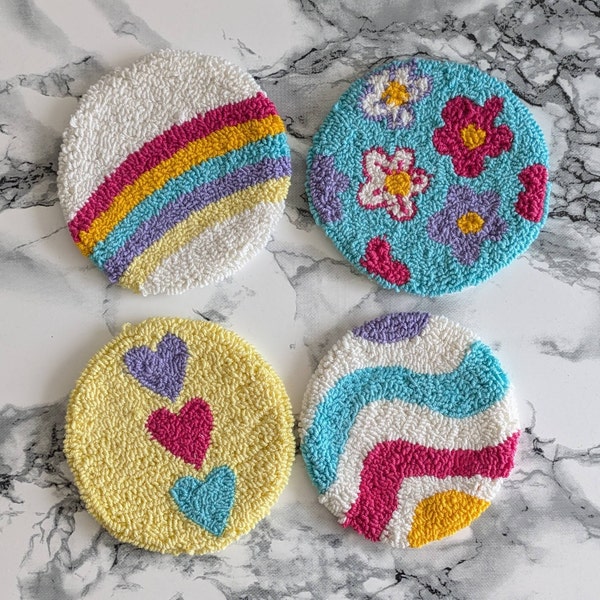 DIY Punch Needle Coaster Kit 4 PCS /tufting Coaster Kit/ Punch Needle ...
