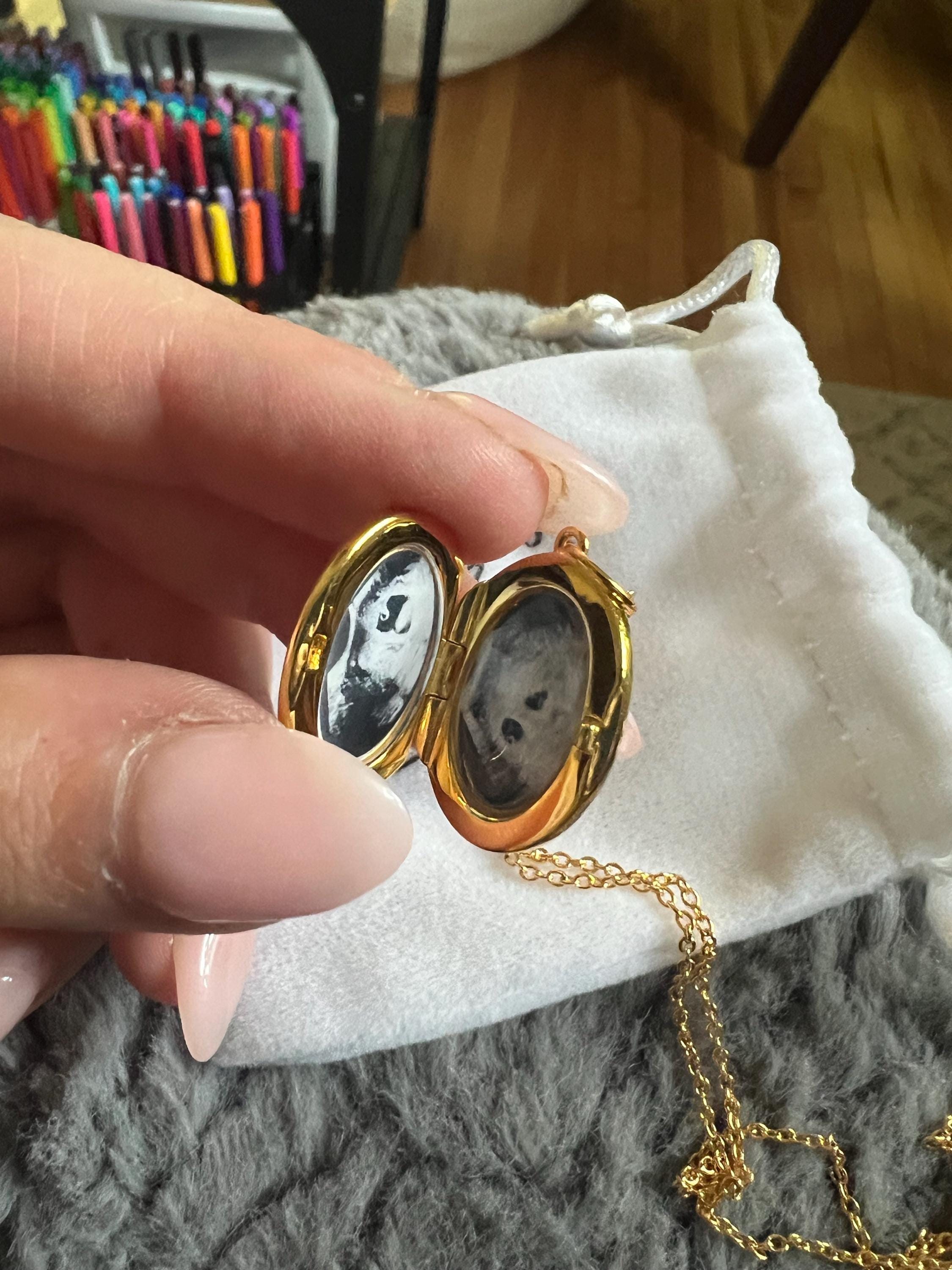 Medaillon-Halskette mit Foto, ovale Halskette mit Gravur, Foto-Halskette in Gold, Gedenkschmuck, Jubiläumsgeschenk, Geschenk für Mama, Muttertagsgeschenk