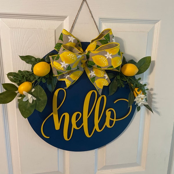 Hello Lemon Door Hanger for Spring Summer - Etsy