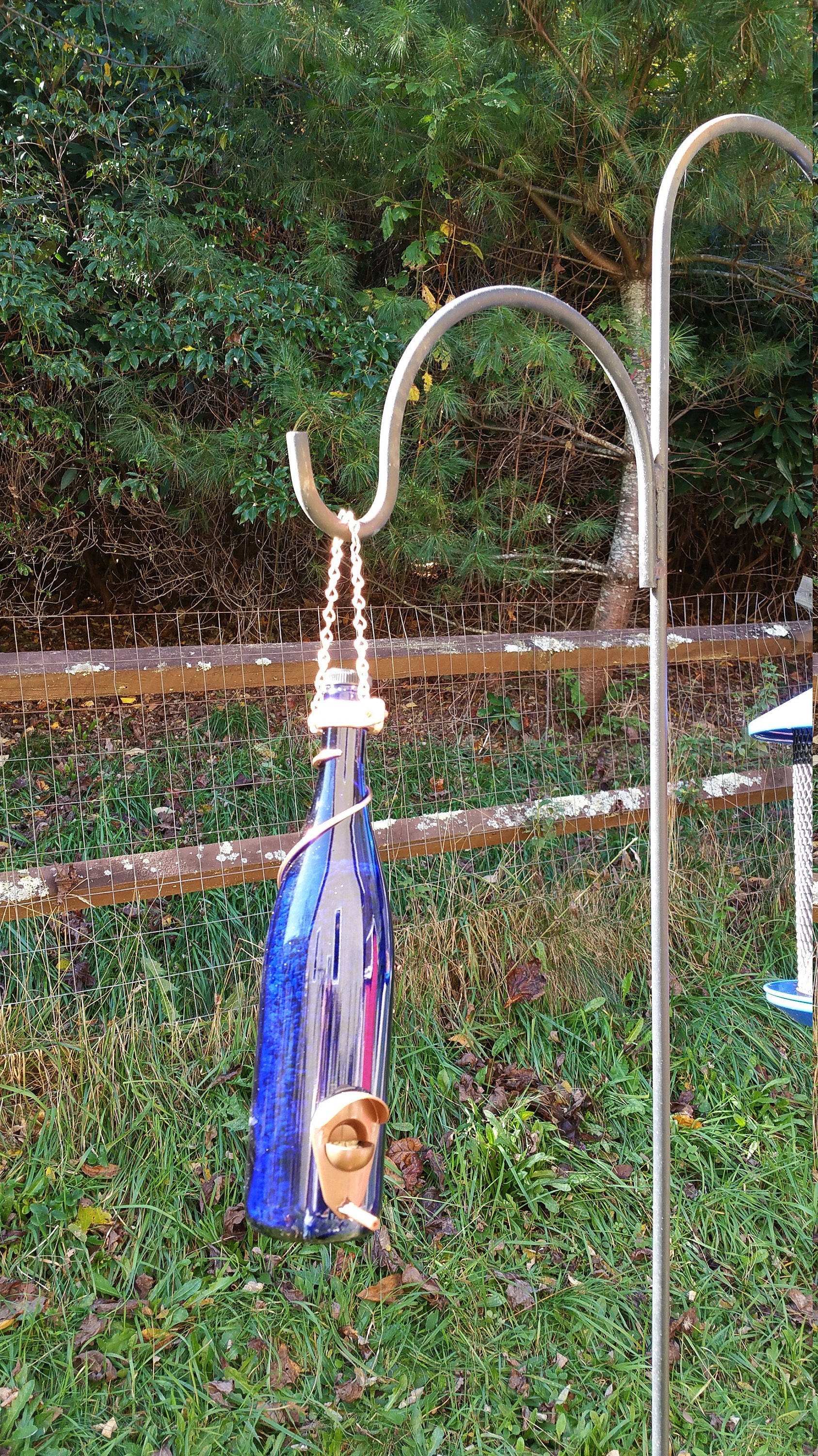 Bird Feeders for the Outdoors, Wild Birdfeeder, Wine Bottle Decor, Upcycled Decor, Garden Decor, Gift for Mom, Wine Bottle Gift Ideas