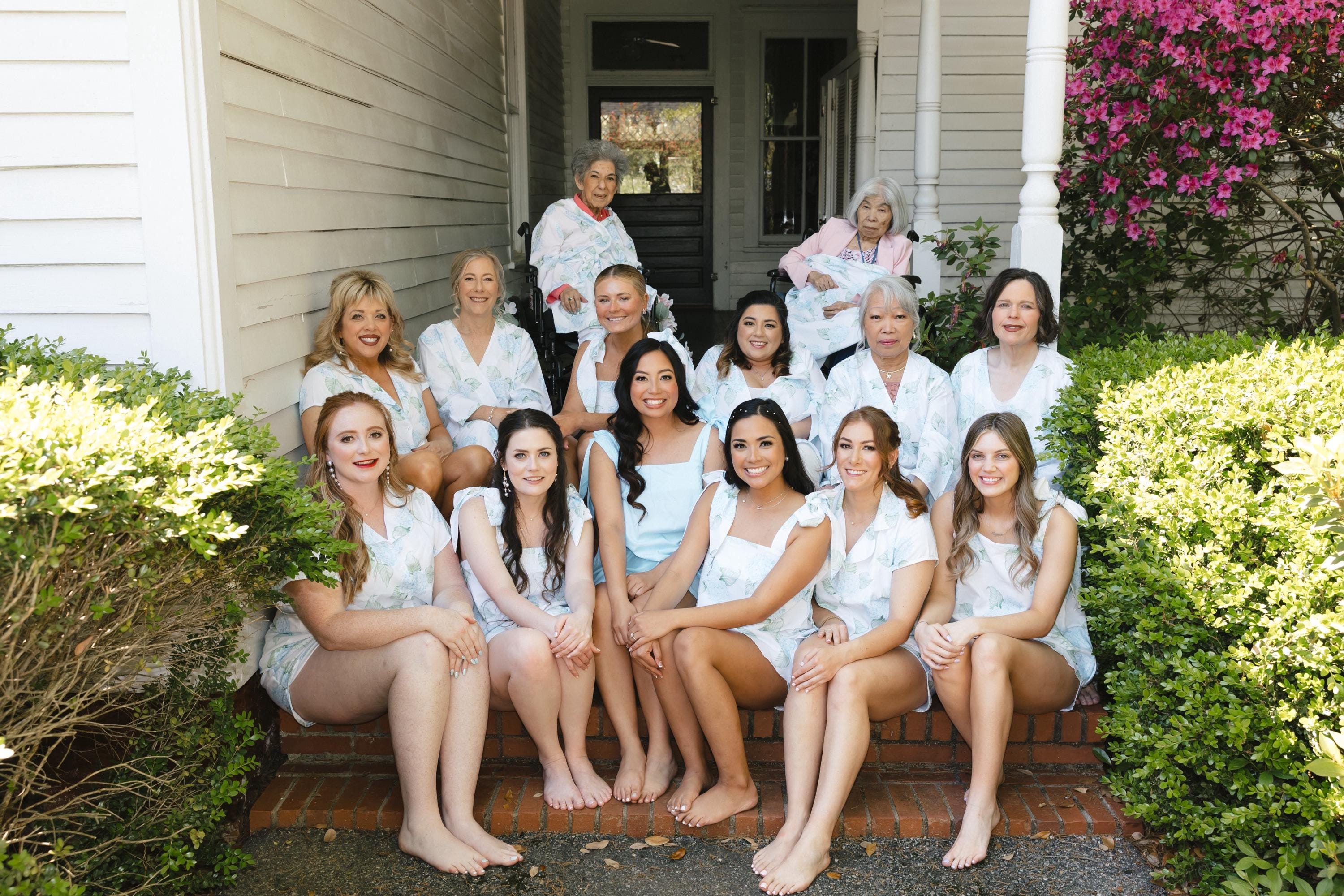 New Hydrangea PJs - Notched Collar Style Pj Sets in Blooming Hydrangeas Pattern - Bridesmaids Pjs