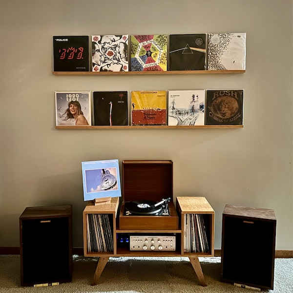 Lowboy Record Player Console / Customizable Vinyl Cabinet / Solid ...