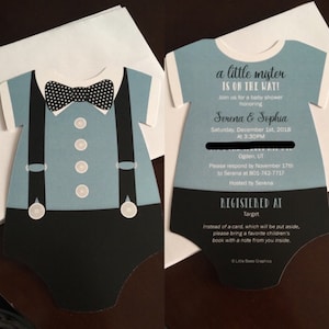 Boy Baby Shower Invites Bowtie Invitations Blue Suspenders Invitation ...