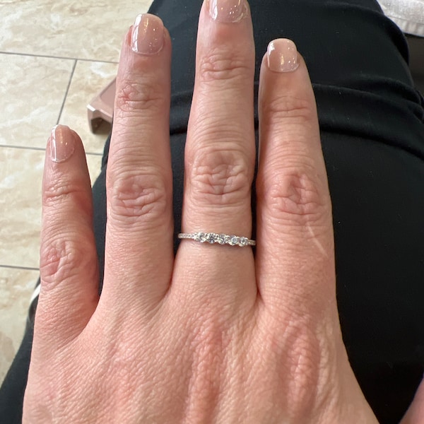 Dainty CZ Stacking Ring, Gold Minimalist Ring, CZ Ring, Simple Diamond ...