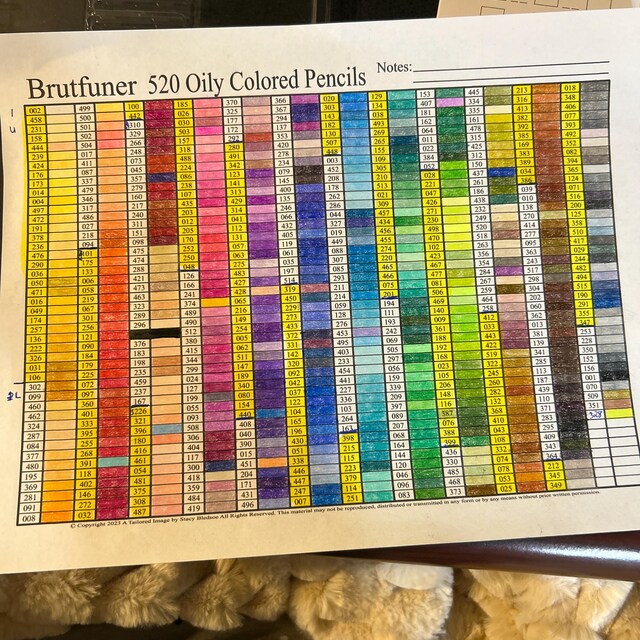 Brutfuner 520 Colored Pencils Swatch Chart (PDF Download) - Etsy