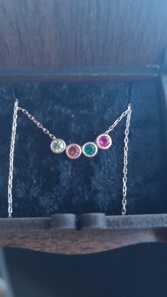14K Solid Gold Family Birthstone Necklace, Birthstone Gift, Christmas Gift, Bridesmaid Gift, Gift for Mom, Birthday Gift, Birthstone Jewelry