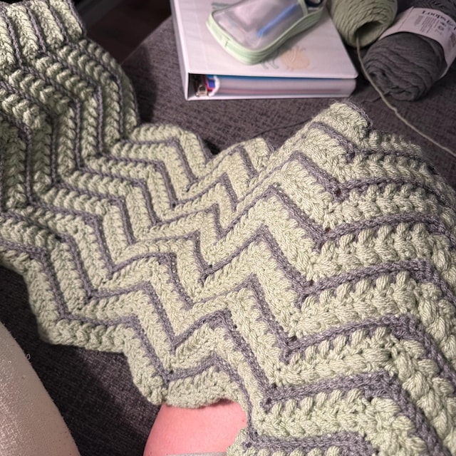 A customer's finished Wheat Stitch Ripple Blanket Crochet Pattern with Video Tutorial