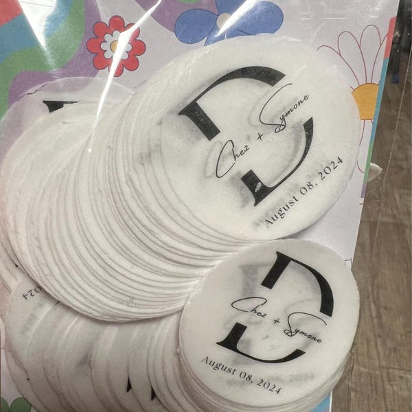 50 Personalized Edible Cocktail Drink and Cupcake Topper Garnish Discs ...