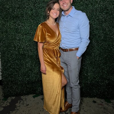 surplice neck self tie a line dress