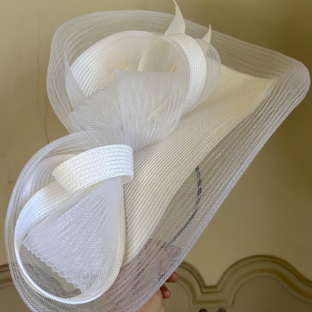Disimlarl Cappelli grandi a tesa larga per le donne cappelli da sole in organza bianco cappello da festa da cerimonia nuziale da donna chiesa derby