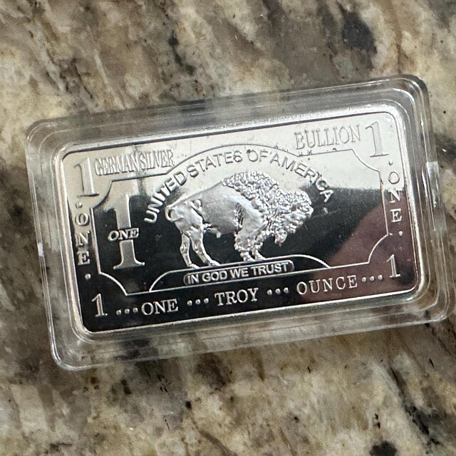 Silver USA Bullion 1OZ REPLICA German Silver Plated Bar .999