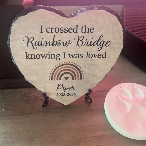 Crossed the Rainbow Bridge Memorial Plaque, Personalized Pet Loss ...