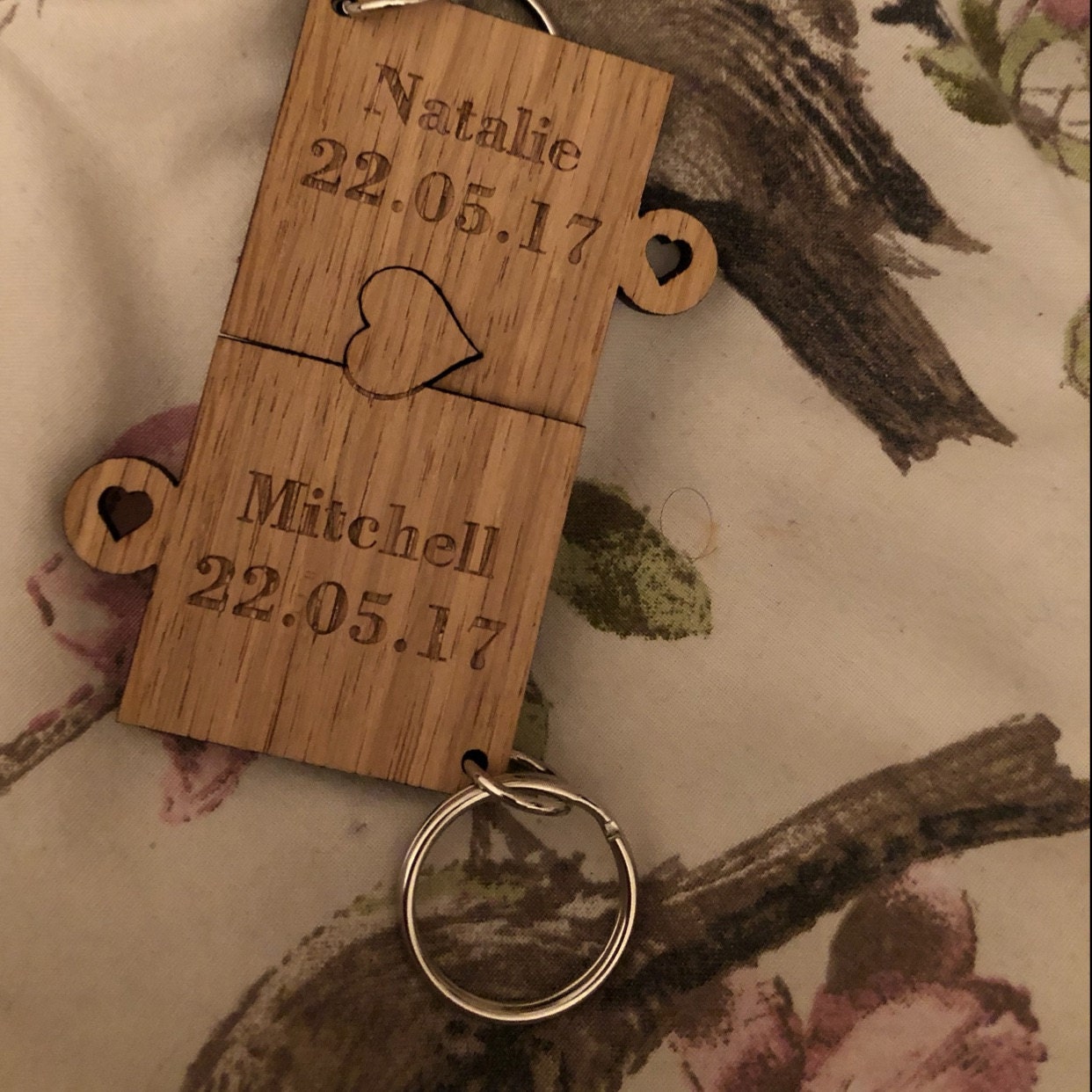 Valentines day gift, Valentine&#39;s Day Keyring, Valentine&#39;s gift for him, Valentine&#39;s gift for her, Personalised wooden puzzle keyring. G02