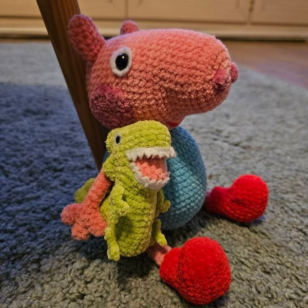 George Pig With Welly Boots and Mr.dinosaur Crochet Pattern - Etsy