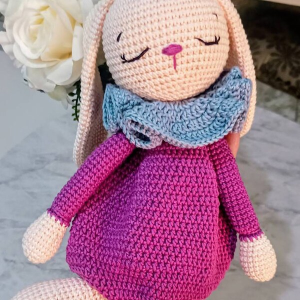 Bunny Lovey Crochet Pattern, Bunny Violet Lovey Baby Blanket, Long ...