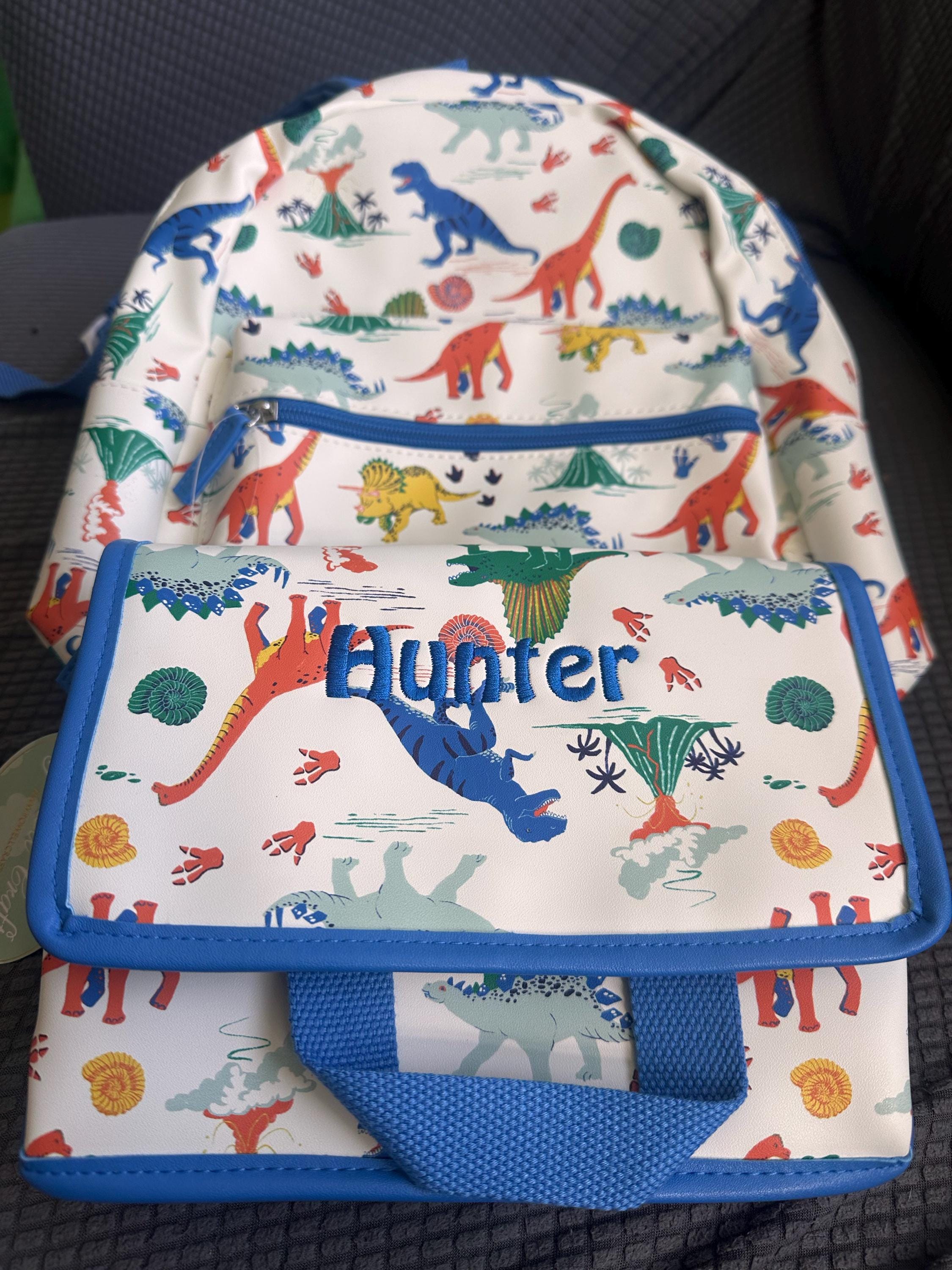Quick Delivery Personalised Colourful Dinosaur Backpack Lunch Bag Set Dinosaur Gift Nursery Bag Back To School Girls Backpack Personalized