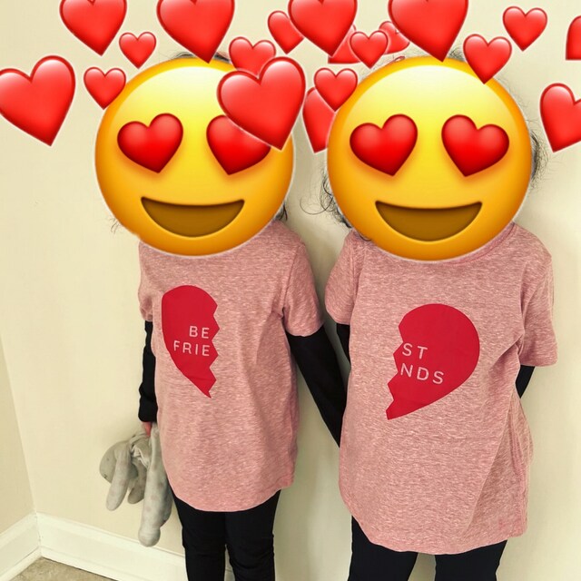 Best Friends Valentines Day Kids Tee Shirt Set, BFF Heart