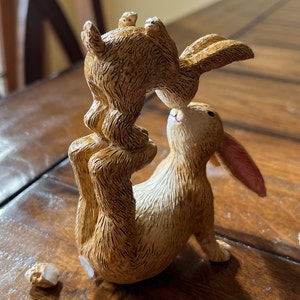 Grey Small Sitting Rabbit With Jute Bow, Rabbit, Bunny, Home Decor ...