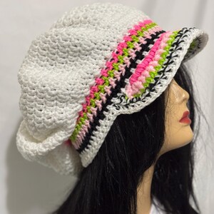 PATTERN ONLY Easy Crochet Rasta Brimmed Beanie/newsboy Hat