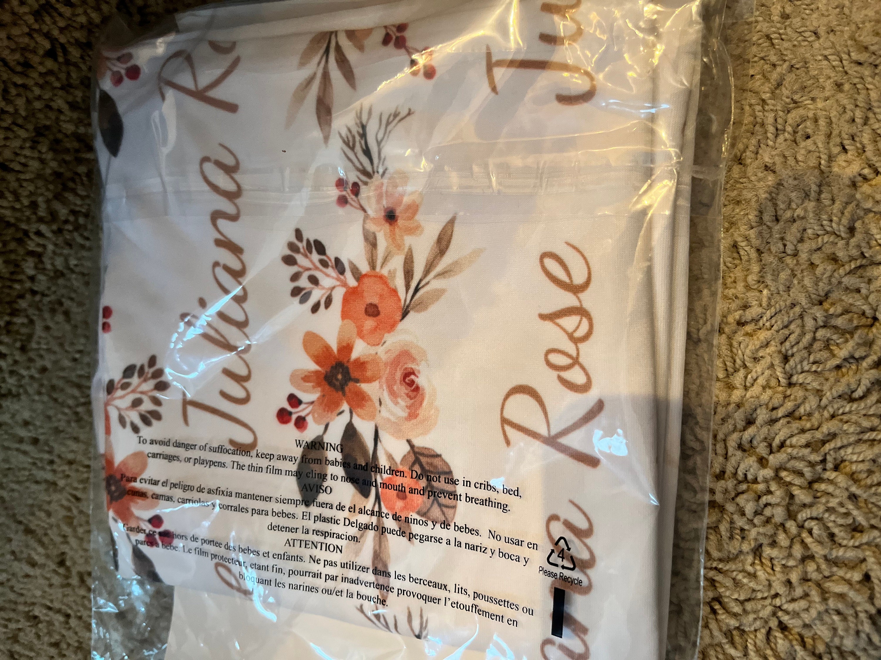 PERSONALISIERTE Wickeldecke mit Pfirsich-Blumenmuster für Neugeborene, Mädchen, Coming-Home-Outfit, Name, Babydecke, Babyparty-Geschenk, Krankenhaus-Foto-Outfit