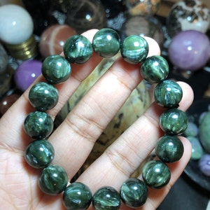 Ink Green Seraphinite Beads Genuine Natural Grade AAA Gemstone Round ...