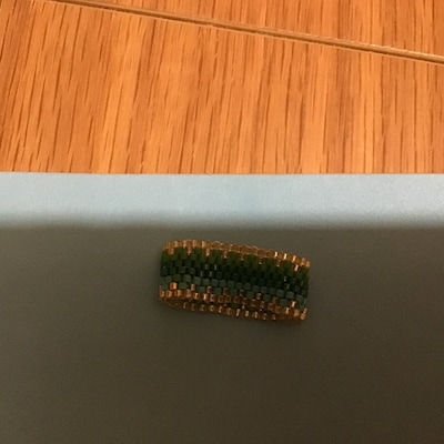 Set of 2 Even Peyote Ring Patterns, Miyuki Delica Seed Bead, Gold Teal ...