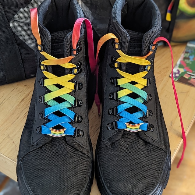 Trans Lace Locks Small Subtle Gay Pride Shoelace Enamel Badge Shoe