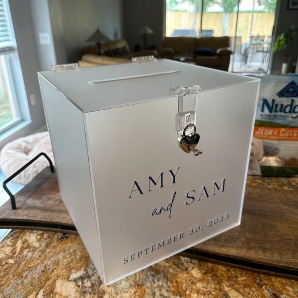 Personalized Name Card Box Wedding Acrylic Card Box With Lock and Key ...