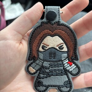 Winter Soldier Keychain, Bucky Barnes, White Wolf, Chibi Bucky