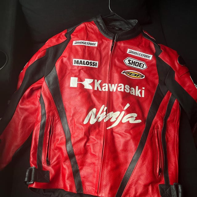 Kawasaki Ninja Red Racing Leather Jacket Men's Biker CE Armor