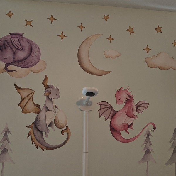 Dragon Wall Decal, Nursery Wall Decal, Watercolor Animals Wall Sticker ...
