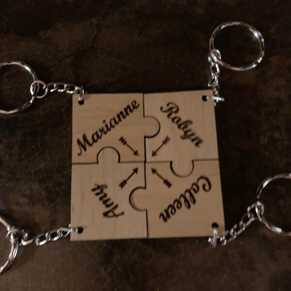 REAL WOOD Best Friend Key Chain Set-set of 3 Puzzle Piece Keychains ...
