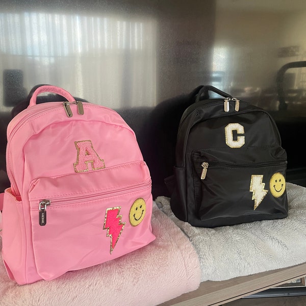 Custom Nylon Mini Backpack With Chenille Letters Personalized Backpack ...