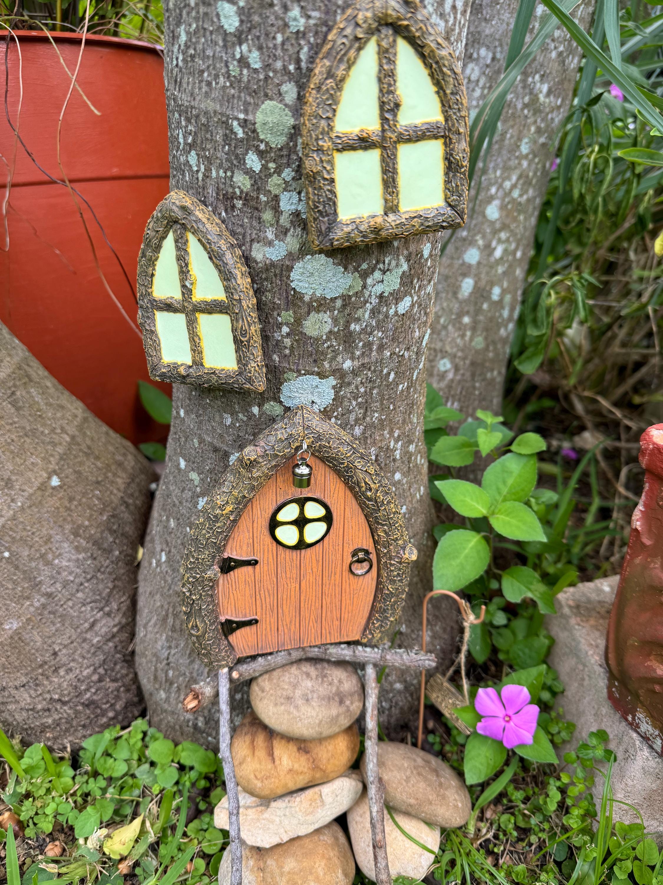 Fairy Door and Windows for Trees Glow in The Dark - Fairy Tree Door- fairy garden- Fairy house - Fairy door for trees- gnome door