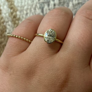 1.5 CT Oval Cut Bezel Set Ring,unique Tulip-bezel Setting