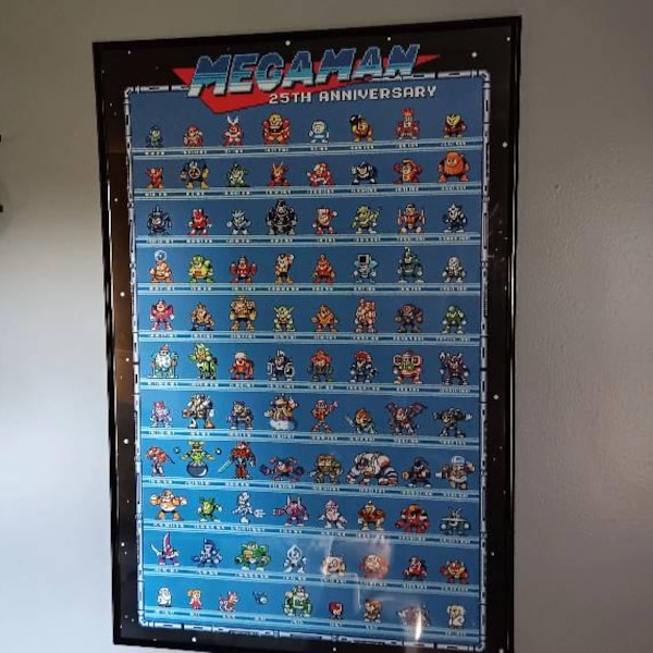 Mega Man 25th Anniversary Retro Poster - Robot Masters 1-10 + More Rock ...