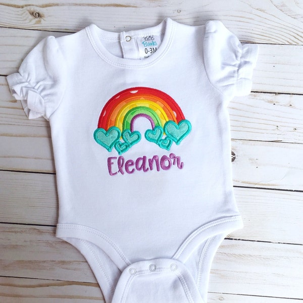 Rainbow Hearts Applique Machine Embroidery Design INSTANT DOWNLOAD - Etsy